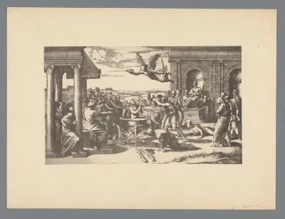 Fotoreproductie van een prent, voorstellend de dood van martelaren