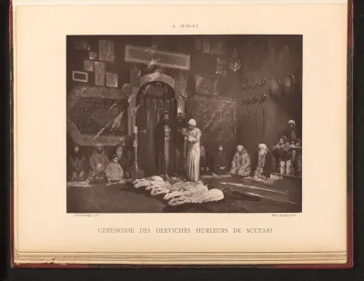 Fotoreproductie van het schilderij 'Cérémonie des derviches hurleurs de Scutari' door Albert Aublet