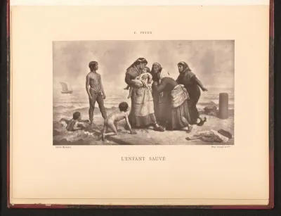 Fotoreproductie van het schilderij 'l'Enfant sauvé' door Jacques-Eugène Feyen