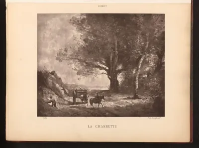Fotoreproductie van het schilderij 'La charette' door Camille Corot