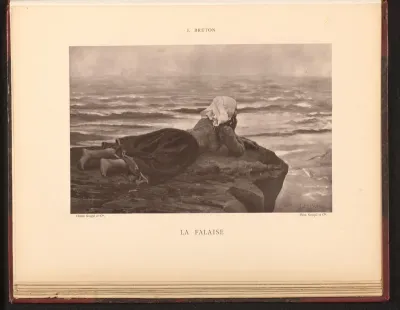 Fotoreproductie van het schilderij 'La falaise' door Jules Breton