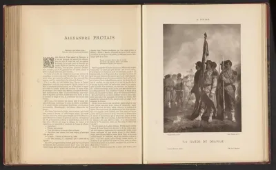 Fotoreproductie van het schilderij La Garde du Drapeau door Alexandre Protais