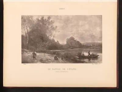 Fotoreproductie van het schilderij 'Le bateau de l'étang (Ville-d'Avray)' door Camille Corot