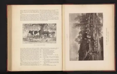 Fotoreproductie van het schilderij 'Le gué de Las-Laudiès, le jour du marché d'Aurillac' door Léon Barillot