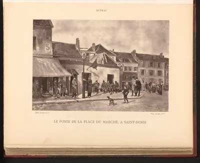 Fotoreproductie van het schilderij 'Le poste de la place du marché, à Saint-Denis' door Henri Dupray