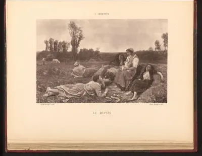 Fotoreproductie van het schilderij 'Le repos' door Jules Breton