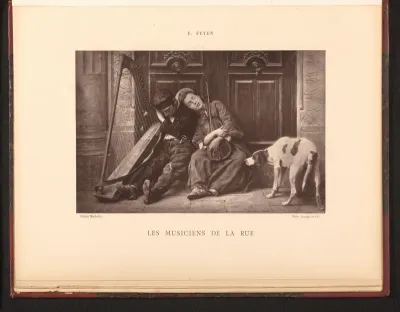 Fotoreproductie van het schilderij 'Les musiciens de la rue' door Jacques-Eugène Feyen