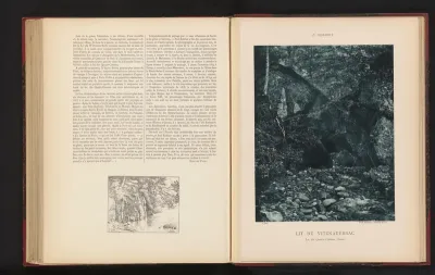 Fotoreproductie van het schilderij 'Lit du Vitznauerbac, Lac des Quatre-Cantons (Suisse)' door Paul Gustave Robinet