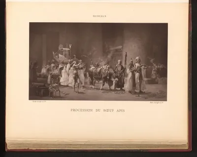 Fotoreproductie van het schilderij 'Procession du boeuf Apis' door Frederick Arthur Bridgman