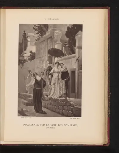 Fotoreproductie van het schilderij 'Promenade sur la voie des tombeaux (Pompéi)' door Gustave Boulanger
