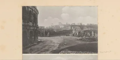 Fotoreproductie van (vermoedelijk) een schilderij, voorstellende een gezicht op Rome