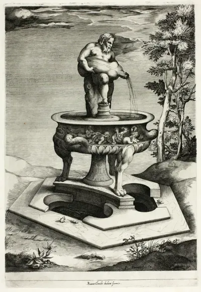 Fountain with Silenus in the Garden of the Cesi Palace near Rome
