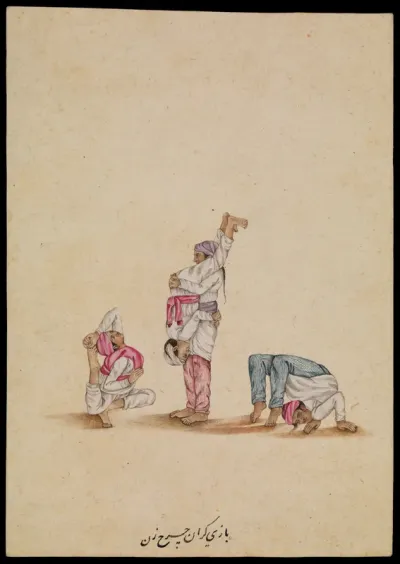 Four acrobats. Watercolour, 18--