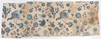 Four adjoined sheets with overall blue and purple floral pattern