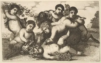 Four boys, two satyrs, and a goat (copy in reverse)