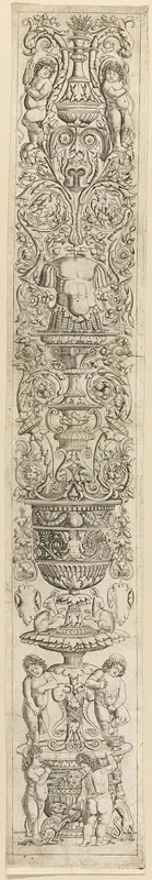 Four Children with a Cat and a Dog, plate nine from Twelve Ornament Panels