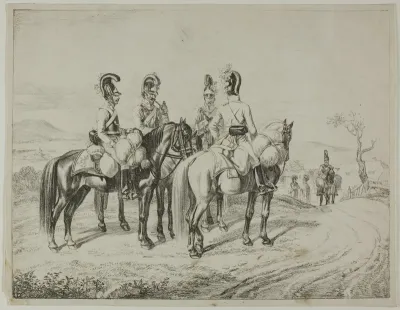 Four Cuirassiers on an Incline