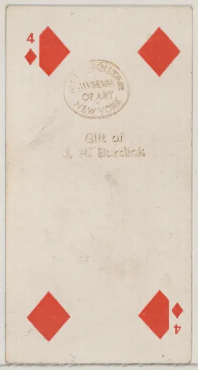 Four Diamonds (red), from the Playing Cards series (N84) for Duke brand cigarettes