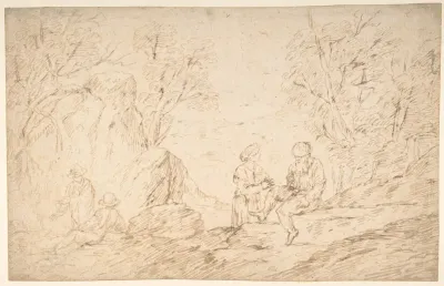 Four Figures Conversing in a Landscape