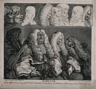 Four judges in heavy wigs, two of them are fast asleep