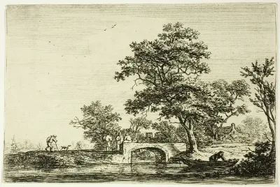 Four Men on a Stone Bridge