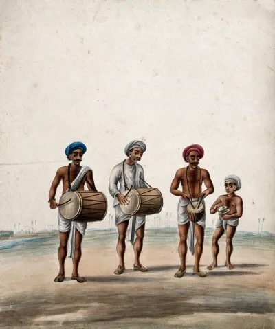 Four musicians playing their instruments