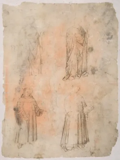 Four Saints (recto); Two Saints, Seated Madonna, and Kneeling Figure (verso)