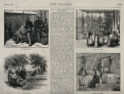 Four scenes from the Royal Hospital for Incurables at Putney Heath, London