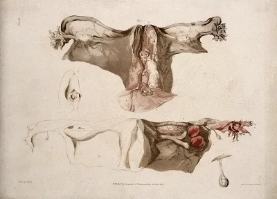 Four sections of diseased uterus