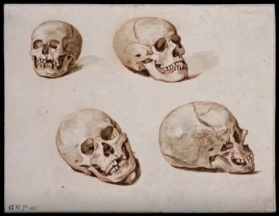 Four sketches of skulls