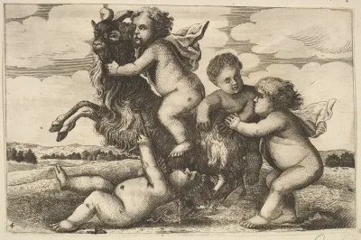 Four small boys and a goat (copy in reverse)