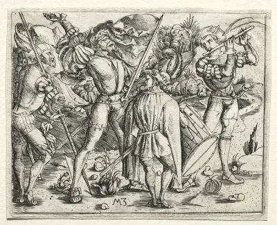 Four Soldiers and Military Band