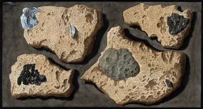 Four specimens of tufa from the quarries near the Grotto of Posillipo