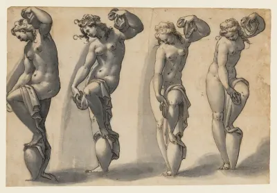 Four Studies after Giambologna's "Venus Leaving the Bath"