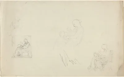 Four Studies of a Seated Woman with Children at Her Feet (Sketches for the Monument to Lady FitzHarris?)