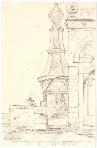 Fra galleriet omkring Widemer portens spir, Leeuwarden, Holland