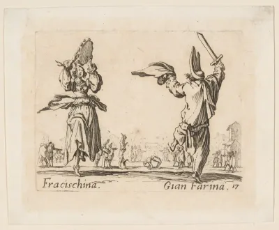 Fracischina and Gian Farina, plate 17 from "Balli di Sfessania" (Dance of Sfessania)