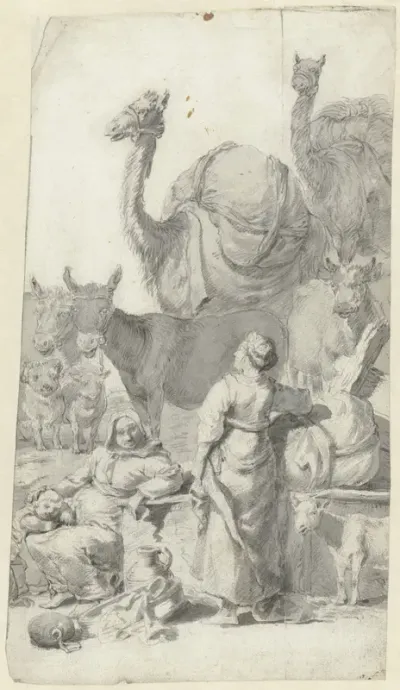Fragment met de ontmoeting van Jacob en Esau (?)