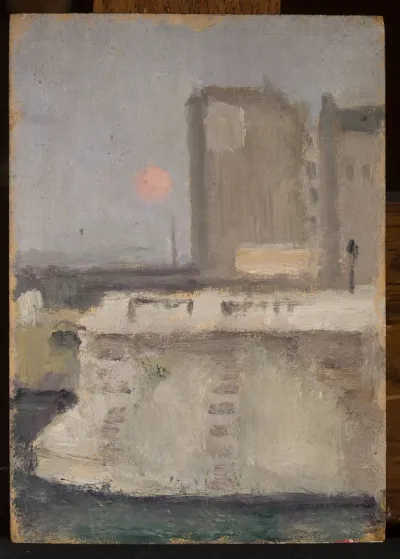 Fragment of a city in a fog