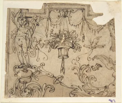 Fragment of a Scheme with Grotesque Decorations (recto); Fragment of an Ornament Design after the Antique (verso)
