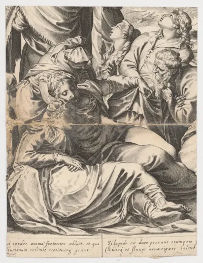 Fragment so skupinou smútiacich žien