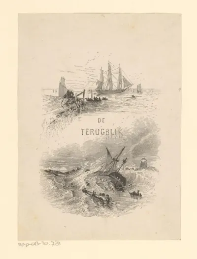 Fragment titelpagina voor: Richard Marks, De terugblik of Gods goedertierene leidingen, 1854