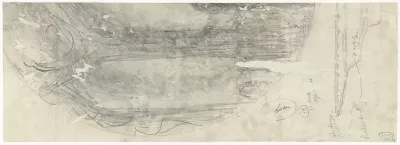 Fragment van blad met ontwerpen voor een schaal van aardewerk