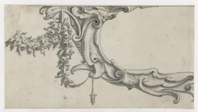 Fragment van een cartouche met een festoen