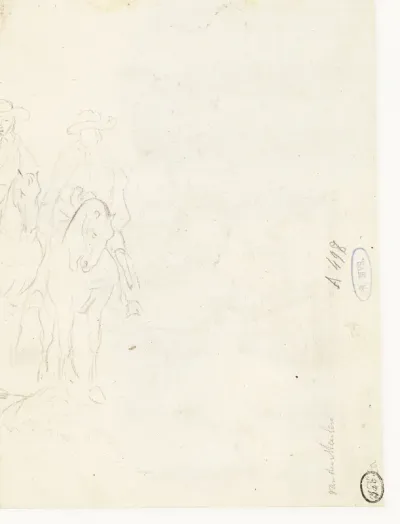 Fragment van een schets van twee ruiters