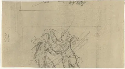 Fragment van een studie met twee putti