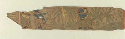 Fragment van een vrouw bij een tempel