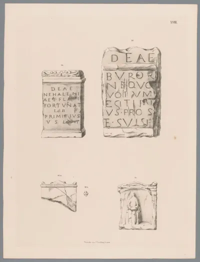 Fragmenten van vier altaren, waaronder twee Nehalennia-altaren, pl. XVIII