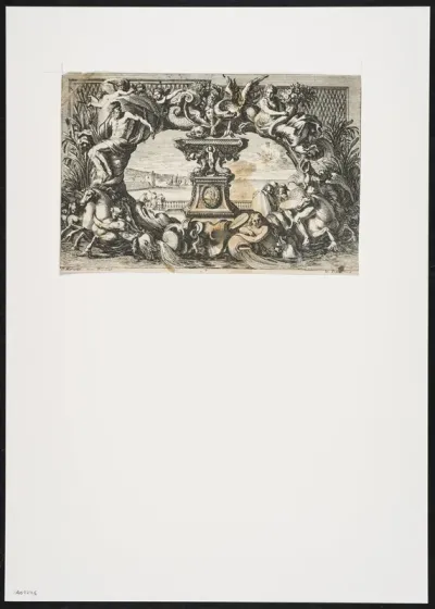 Frame of figures, sea creatures and horses