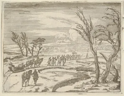 Francesco I d'Este, Despite his Discomfort, Displays his Piety While Traveling in the Snow and Ice to Receive the Holy Sacrament, from "L'Idea di un Principe ed Eroe Cristiano in Francesco I d'Este, di Modena e Reggio Duca VIII [...]"